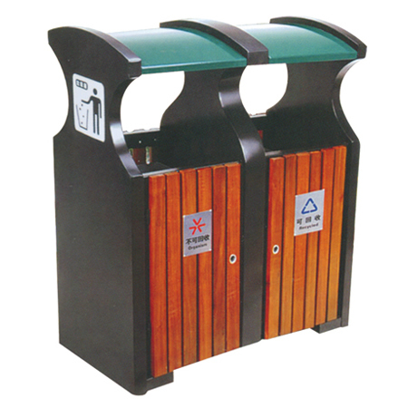 钢木垃圾桶ZX-1001